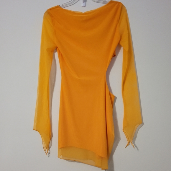 Oh Polly Vibrant Orange Cut Out Bodycon Mini Dress - Picture 4 of 7